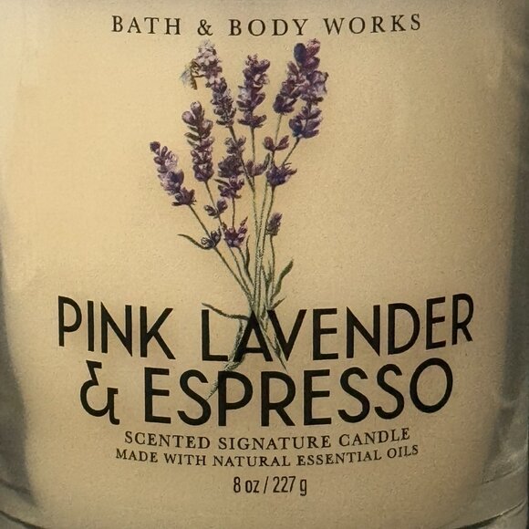 BBW Pink Lavender & Espresso Bath & Body Works Single Wick Candle - Picture 3 of 10